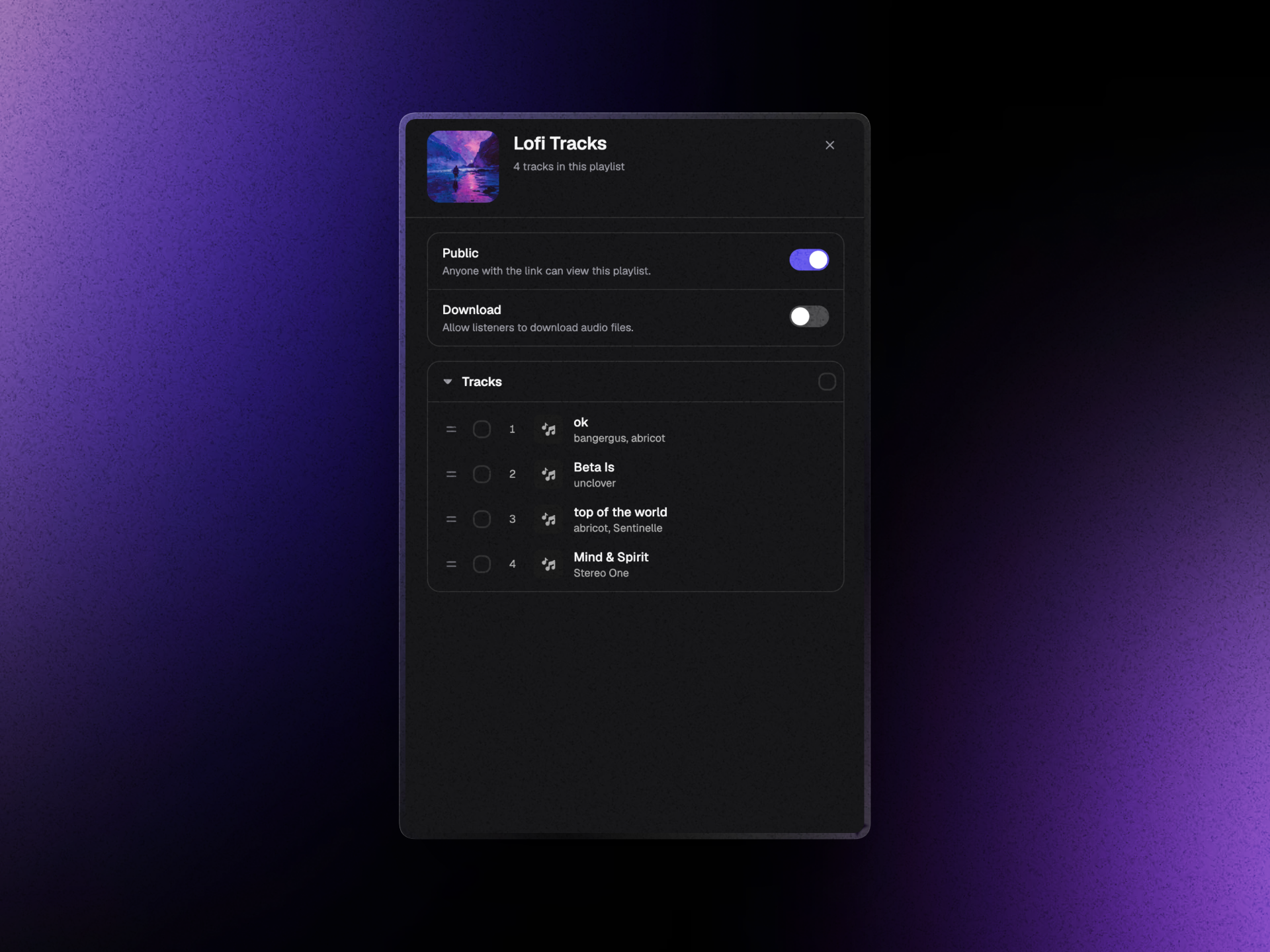 Build playlists on the go for sync