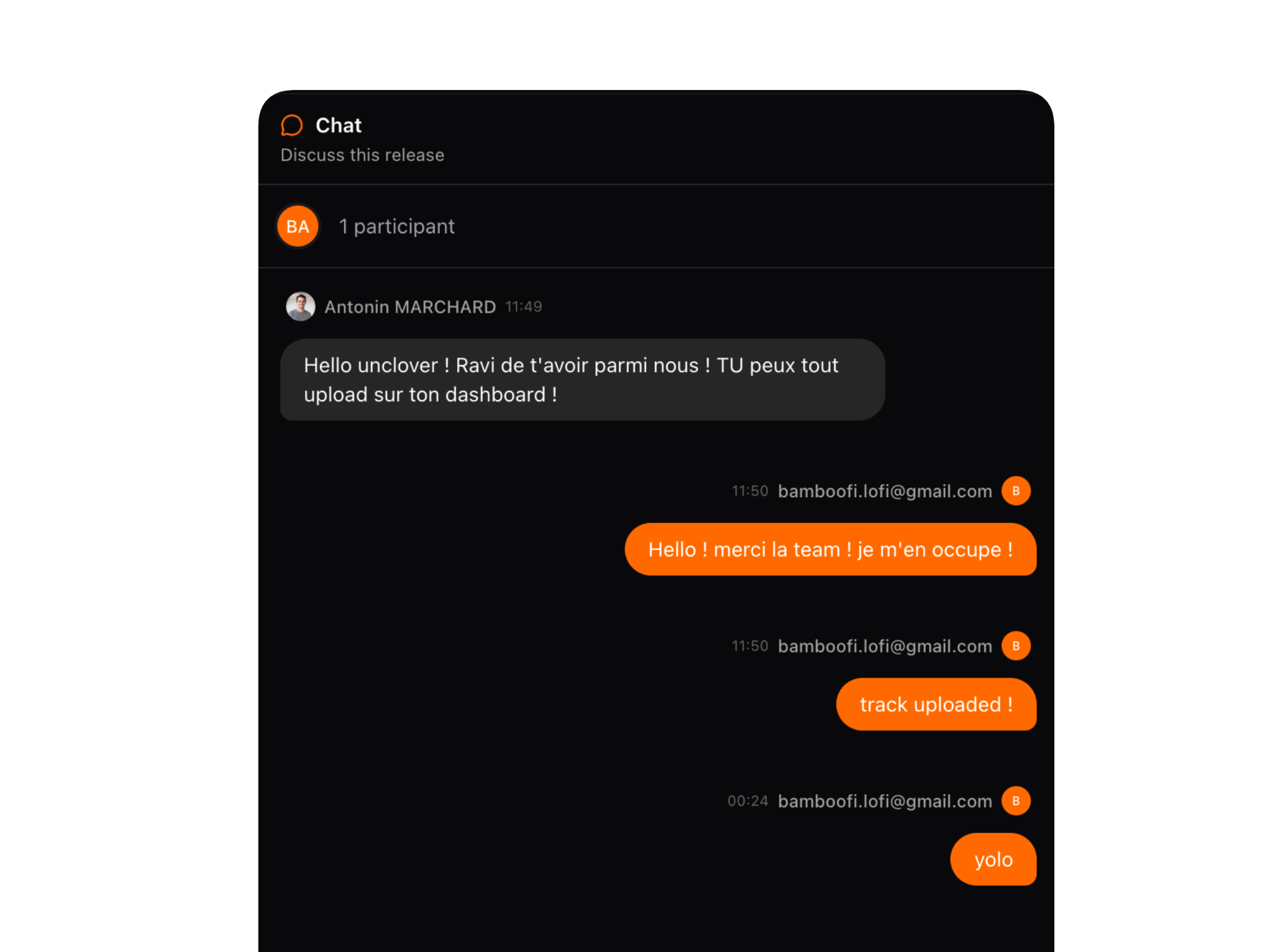 Built-in conversations with your artists